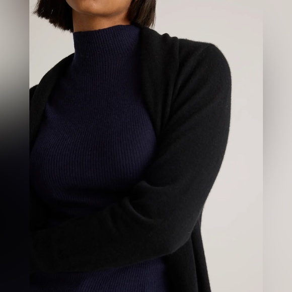 Quince 100% Mongolian Cashmere Black Duster Long Cardigan Sweater S - Picture 2 of 10